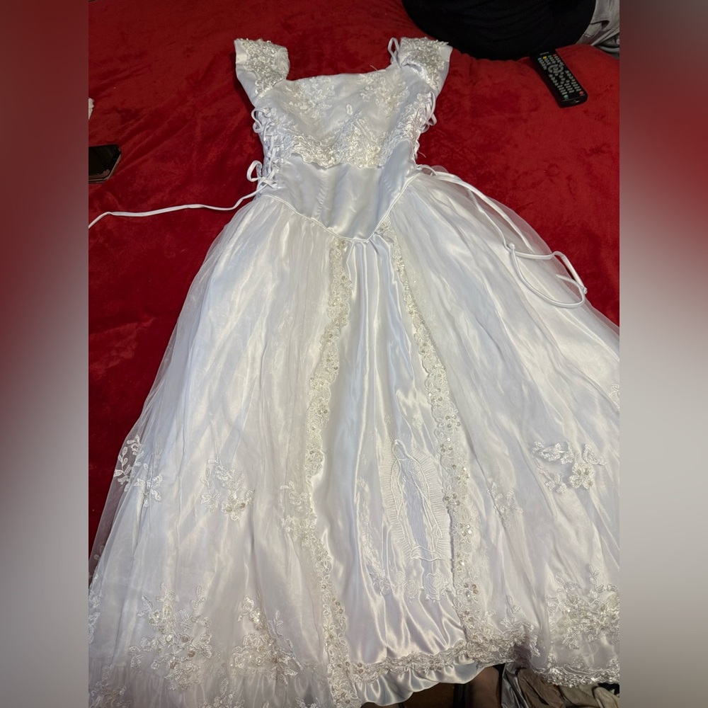 Elegant White Floral Kids Formal Dress